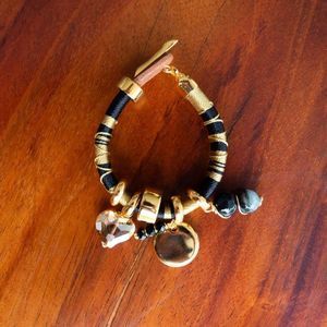 Handmade colorful bracelet gold plated and leather new